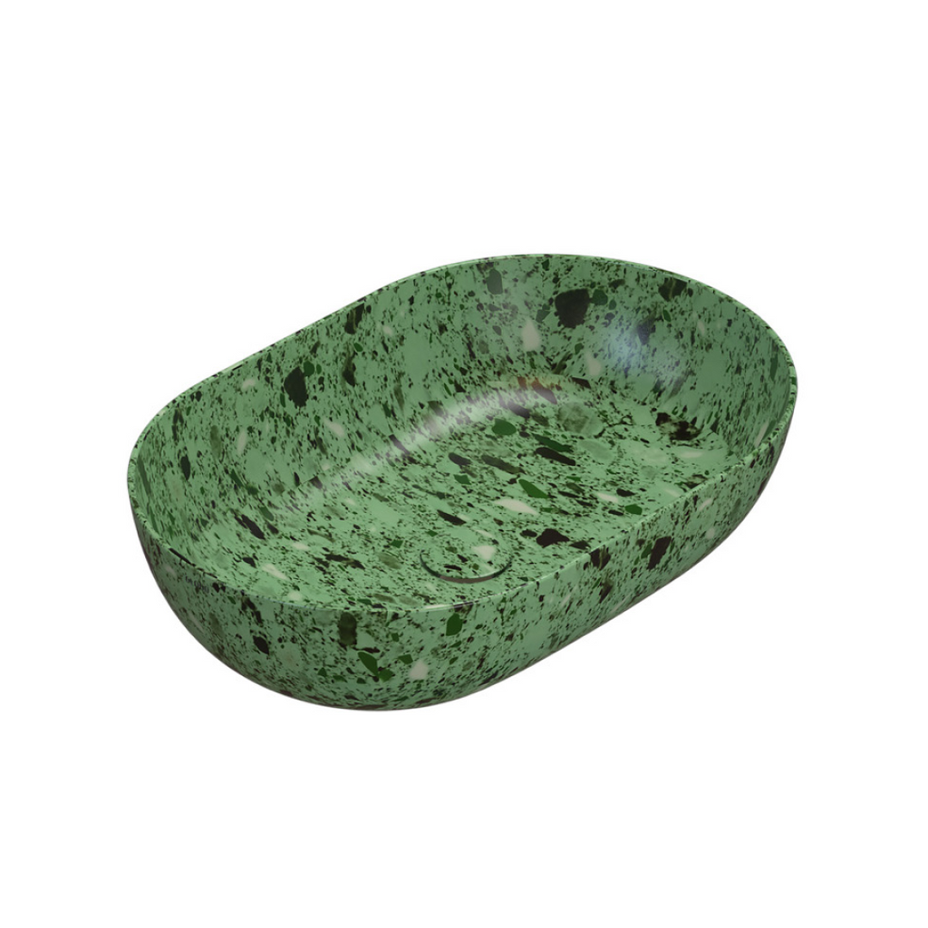 Globo T-Edge Oval Countertop Basin 600mm - Graniglia Verde - B6O60GV