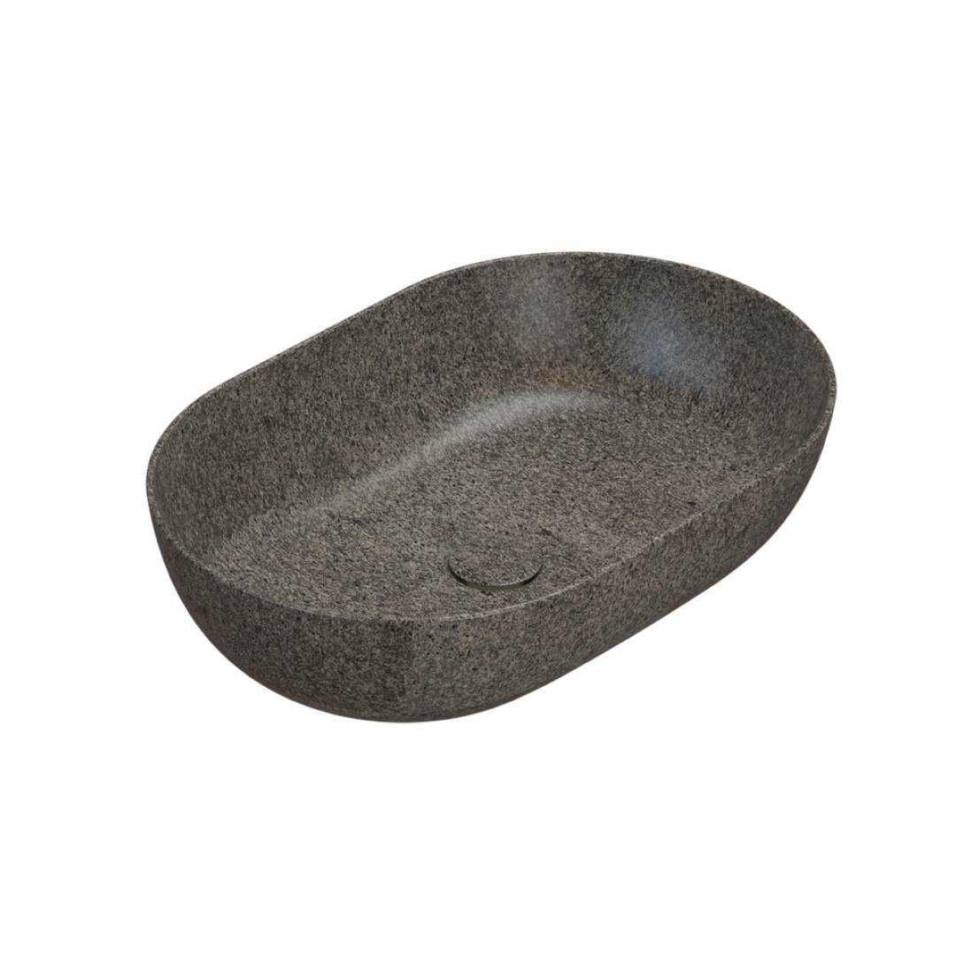 Globo T-Edge Oval Countertop Basin 600mm - Pepperino Grigio - B6O60PG