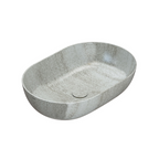 Globo T-Edge Oval Countertop Basin 600mm - Gloss White - Striato Beige - B6O60SB