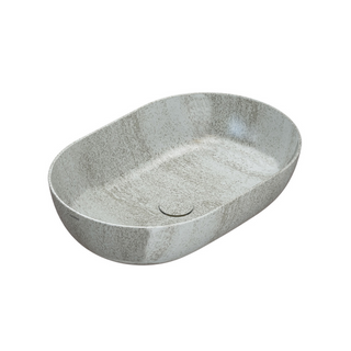 Globo T-Edge Oval Countertop Basin 600mm - Gloss White - Striato Beige - B6O60SB