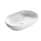 Globo T-Edge 600mm Oval Semi-Inset or Above Counter Basin - Gloss White B6O61BI