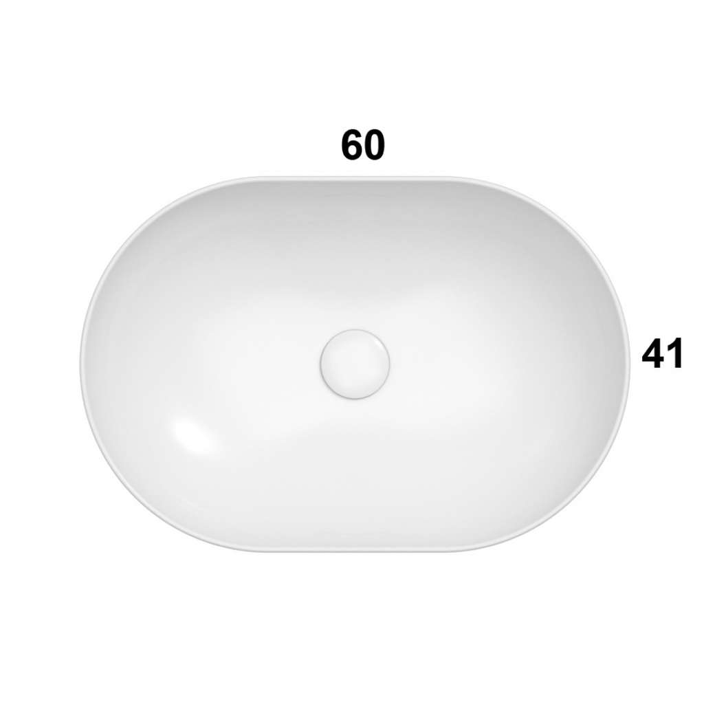 Globo T-Edge 600mm Oval Semi-Inset or Above Counter Basin - Gloss White B6O61BI