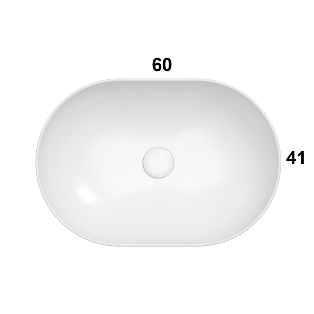 Globo T-Edge 600mm Oval Semi-Inset or Above Counter Basin - Gloss White B6O61BI