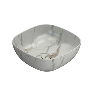 Globo T-Edge Soft Square Countertop Basin 420mm - Arabescato Chiaro - B6Q43AC