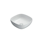 Globo T-Edge Soft Square Countertop Basin 420mm - Gloss White - Striato Grigio (Stone) - B6Q43SG