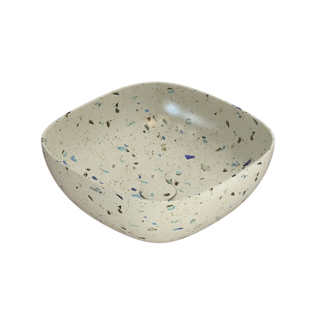 Globo T-Edge Soft Square Countertop Basin 420mm - Graniglia Beige - B6Q43GB