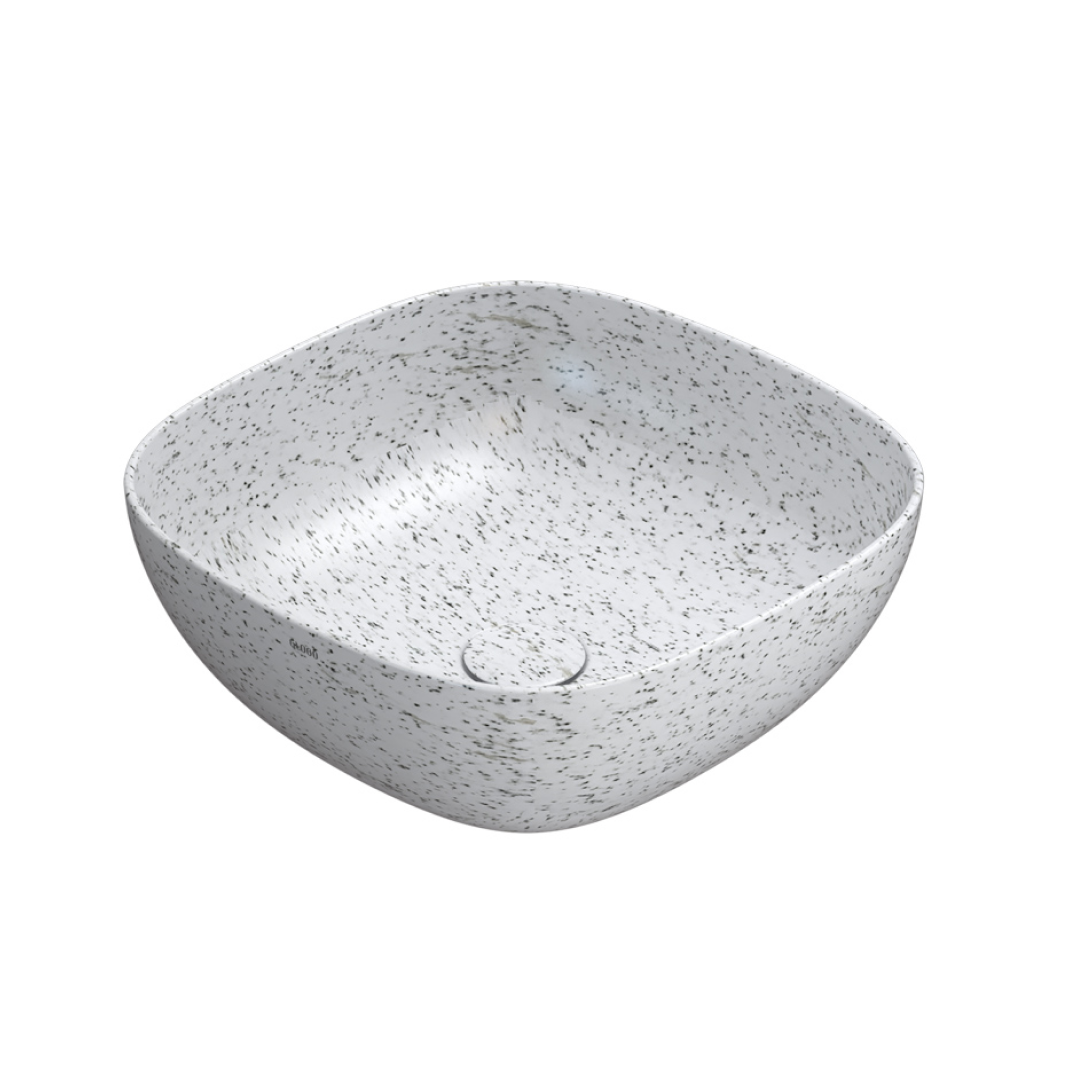 Globo T-Edge Soft Square Countertop Basin 420mm - Graniglia Ghiaccio - B6Q43GG