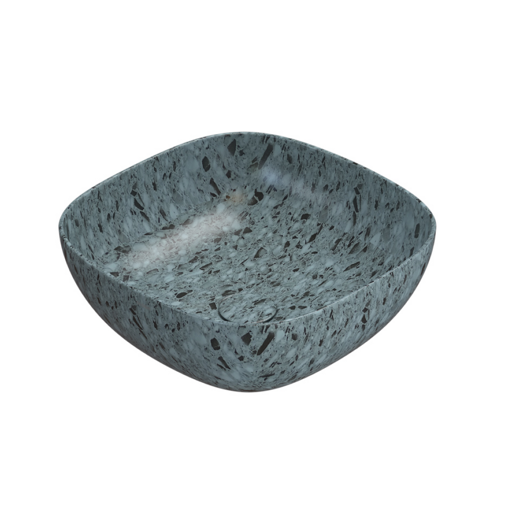 Globo T-Edge Soft Square Countertop Basin 420mm - Graniglia Turchese - B6Q43GT