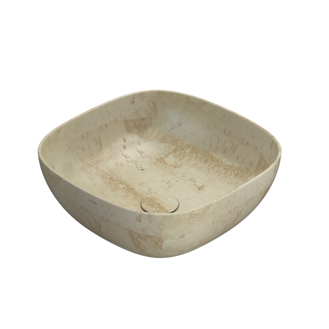 Globo T-Edge Soft Square Countertop Basin 420mm - Travertino - B6Q43TR
