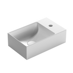 Globo T-Edge 400 Hand Rinse Wall Basin (Right 1 Tap Hole) - Gloss White B6R40BI