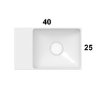 Globo T-Edge 400 Hand Rinse Wall Basin (Left 1 Tap Hole) - Gloss White B6R41BI
