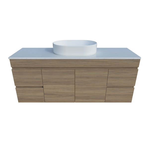 Timberline Bargo Wall Hung Vanity with SilkSurface Top & Basin 1500mm - BARV1500CSSAW