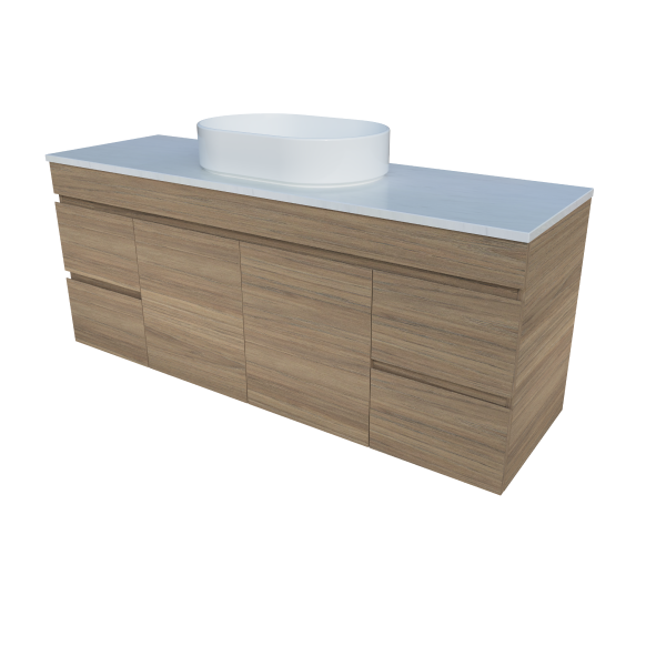 Timberline Bargo Wall Hung Vanity with SilkSurface Top & Basin 1500mm - BARV1500CSSAW