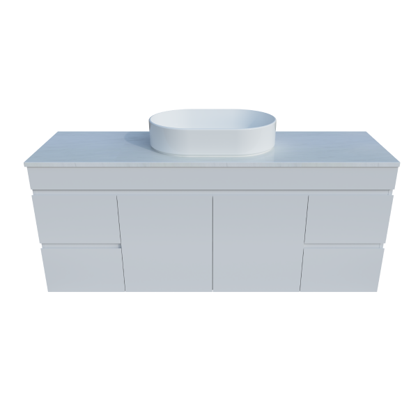 Timberline Bargo Wall Hung Vanity with SilkSurface Top & Basin 1500mm - BARV1500CSSAW
