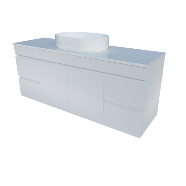 Timberline Bargo Wall Hung Vanity with SilkSurface Top & Basin 1500mm - BARV1500CSSAW