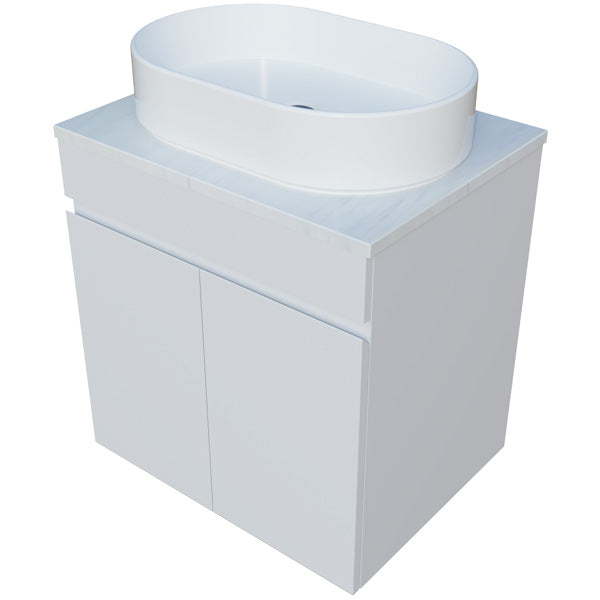Timberline Bargo Wall Hung Vanity with SilkSurface Top & Basin 600mm - BARV600CSSAW