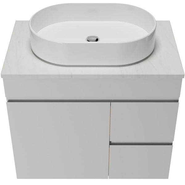 Timberline Bargo Wall Hung Vanity with SilkSurface Top & Basin 750mm - BARV750CSSAW