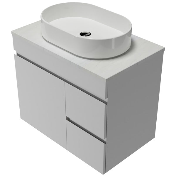 Timberline Bargo Wall Hung Vanity with SilkSurface Top & Basin 750mm - BARV750CSSAW