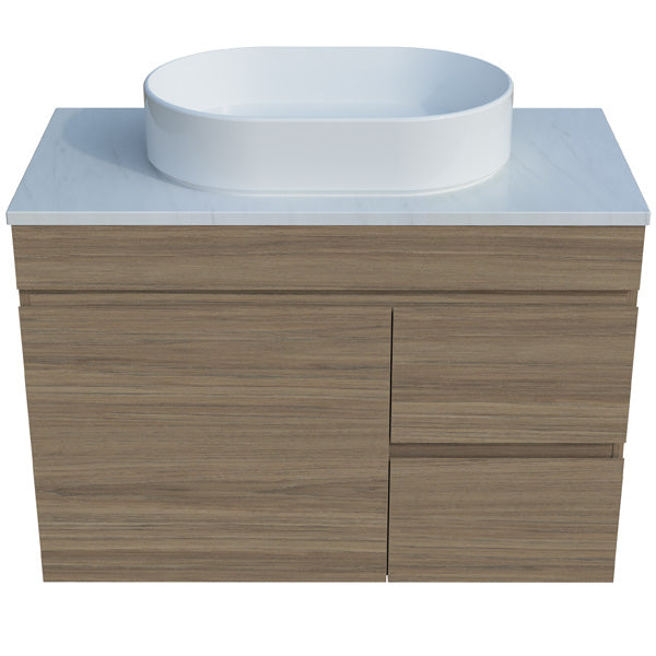 Timberline Bargo Wall Hung Vanity with SilkSurface Top & Basin 900mm - BARV900CSSAW