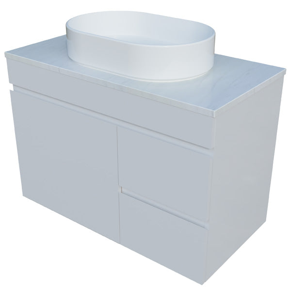 Timberline Bargo Wall Hung Vanity with SilkSurface Top & Basin 900mm - BARV900CSSAW