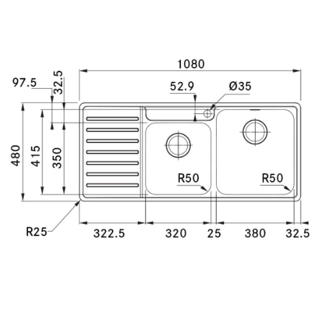 Franke BCX621LHD BELL Sink Double Bowl - Left Hand Drainer