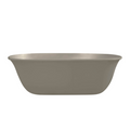 A modern freestanding bathtub with a matte taupe finish, shown from a front three-quarter angle against a solid white background.