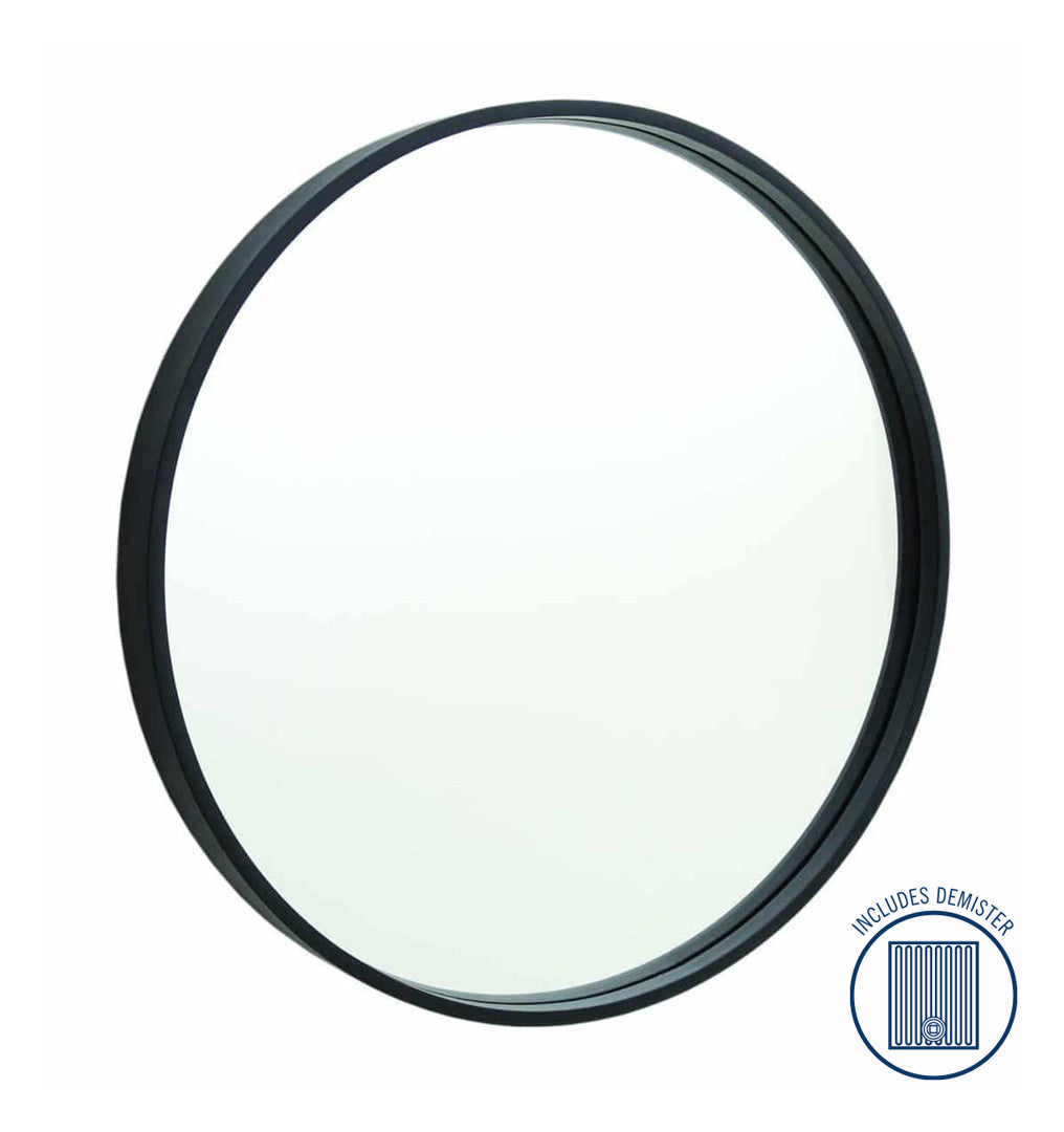 Thermogroup Contractor 600mm Diameter Round Black Frame Mirror with Demister - BMR60BFD