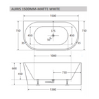 Cassa Design Auris 1500mm Round Back to Wall Bath Includes Overflow - Matte White - BT-AU1500M