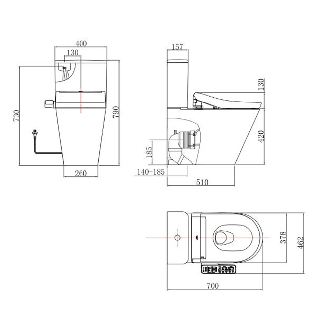 TOTO B&H Dara Back to Wall Smart Toilet Suite - Includes S2 Washlet with Remote Control - CDR001BTW1#WH + SDR001BTW1#W + TCF33320GAU#NW1 + THX918