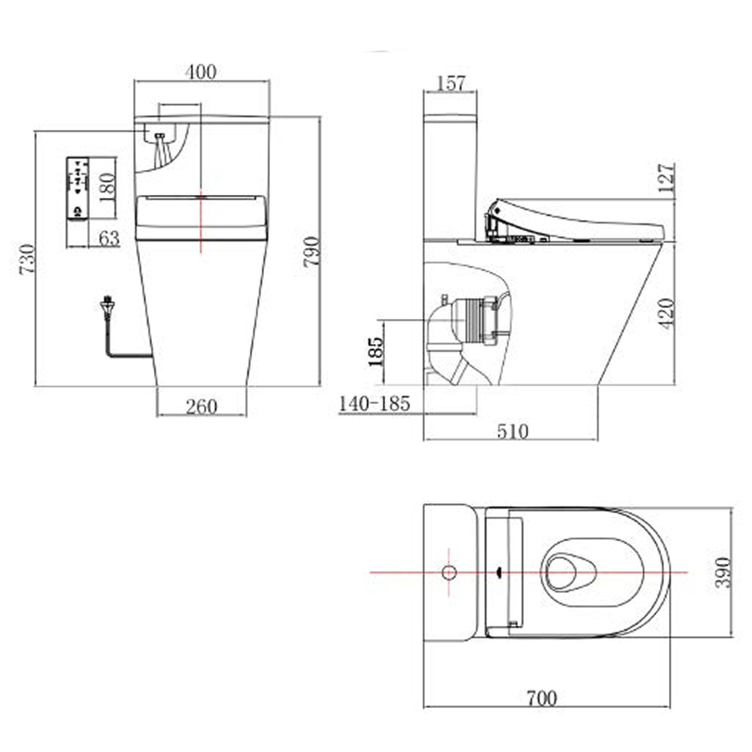 TOTO B&H Dara Back to Wall Smart Toilet Suite - Includes S7 Washlet with Remote Control - CDR001BTW1#WH + SDR001BTW1#W + TCF4732AT#NW1 + THX918