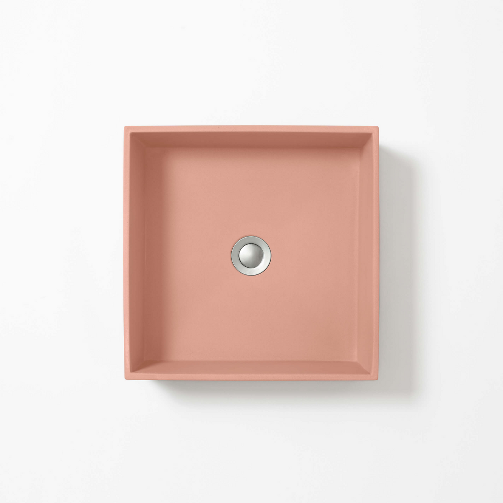 Concrete Studio Baly Square Vessel Basin - Rose - BA-VX-Rose