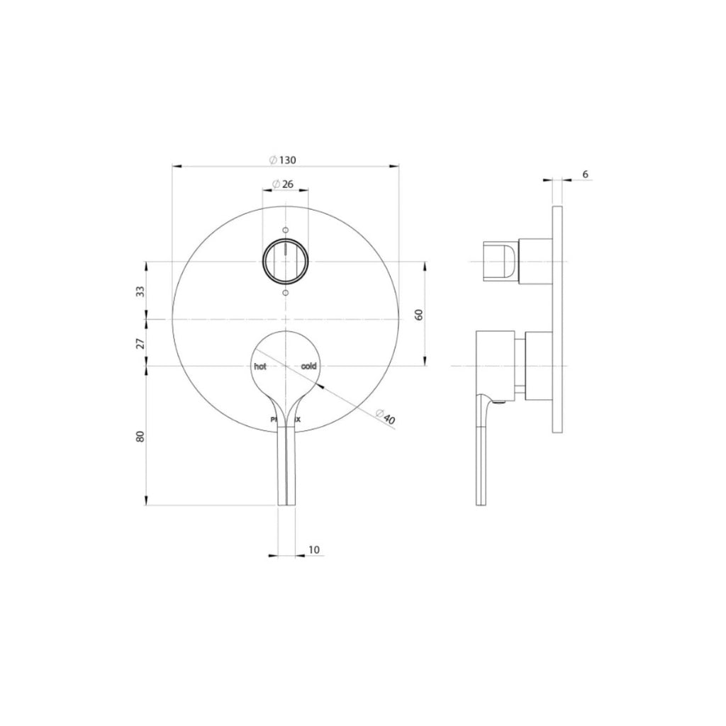 Phoenix Vivid Slimline Oval SwitchMix Shower/Bath Diverter Mixer Fit-Off Trim Only - Chrome - VV2940-00