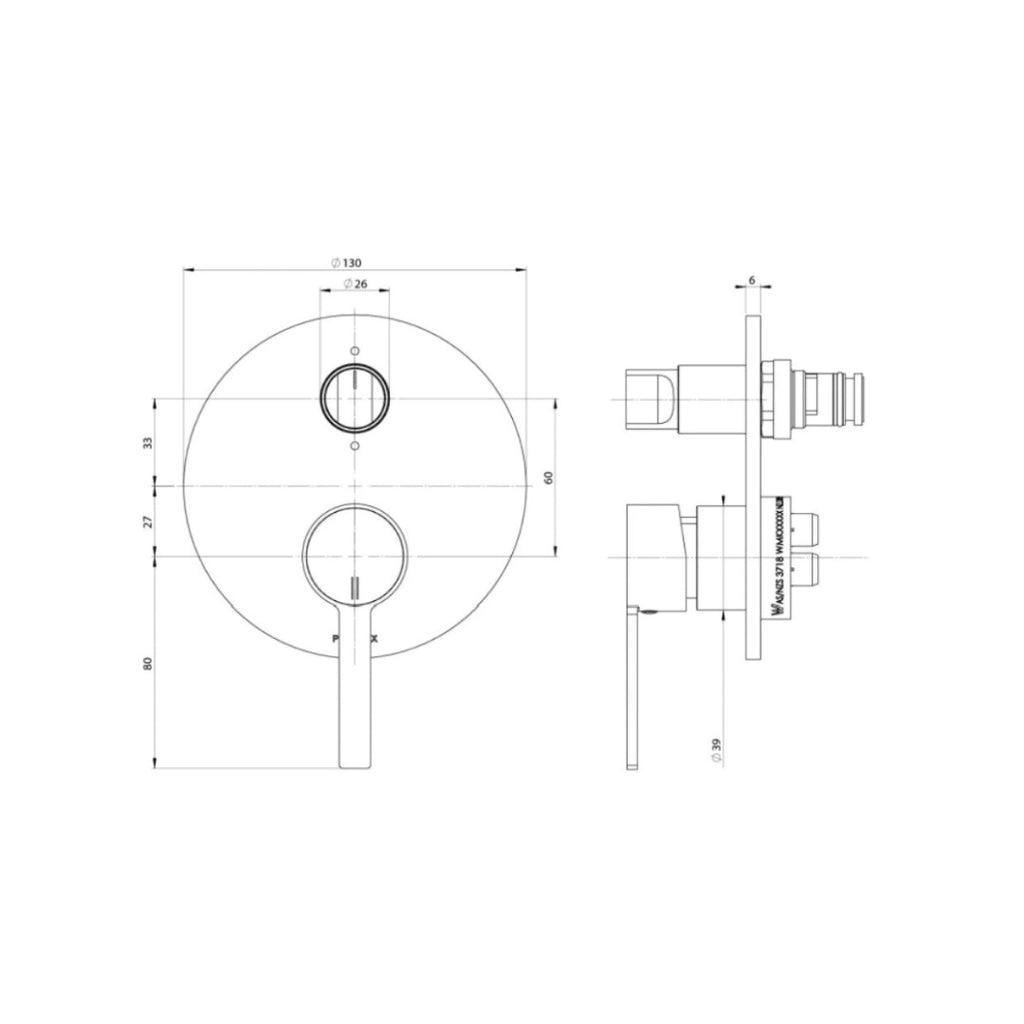 Phoenix Lexi MKII SwitchMix Shower/Bath Diverter Mixer Fit-Off Trim Only (Body Extra) - Brushed Nickel - 123-2940-40