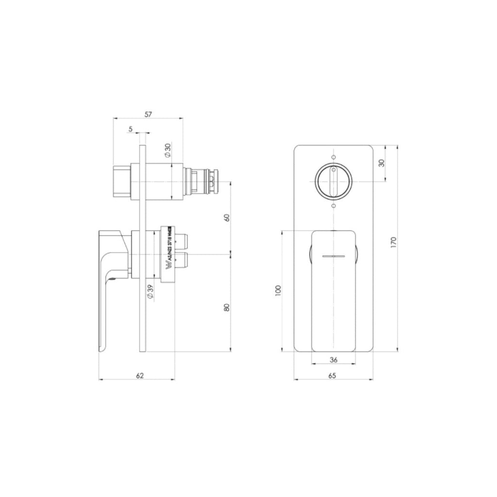 Phoenix Gloss MKII SwitchMix Shower / Bath Diverter Mixer Fit-Off Trim Only (Body Extra) - Brushed Nickel - 135-2940-40