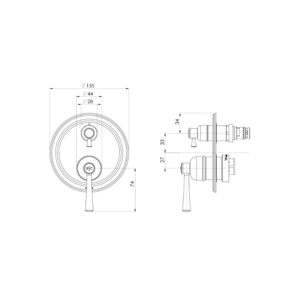 Phoenix Cromford SwitchMix Shower / Bath Diverter Mixer Fit-Off Trim Only (Body Extra) - Chrome - 134-2940-00