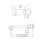 Nero Mecca Wall Basin/Bath Mixer 160mm - Matte Black - NR221910a160MB