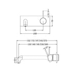 Nero Mecca Wall Basin/Bath Mixer Handle Up 260mm - Brushed Nickel - NR221910b260BN