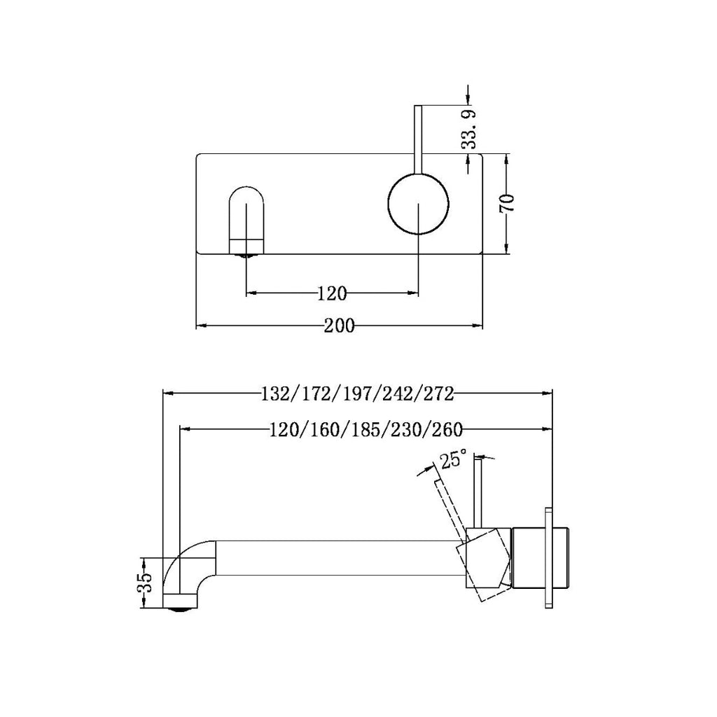 Nero Mecca Wall Basin/Bath Mixer Handle Up 260mm - Matte White - NR221910b260MW