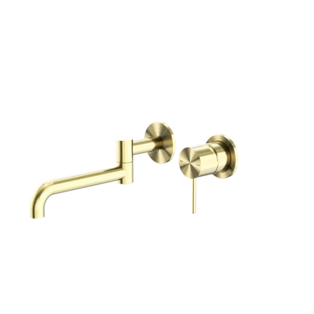 Nero Mecca Wall Basin/Bath Mixer Swivel Spout 225mm - Brushed Gold - NR221910RBG