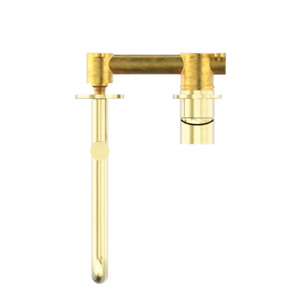 Nero Mecca Wall Basin/Bath Mixer Swivel Spout 225mm - Brushed Gold - NR221910RBG