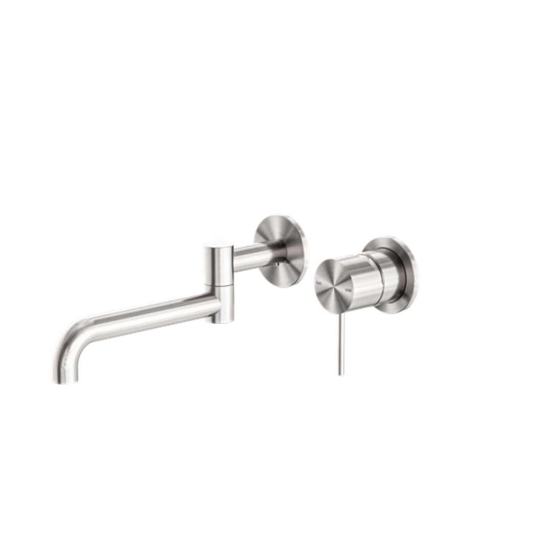 Nero Mecca Wall Basin/Bath Mixer Swivel Spout 225mm - Brushed Nickel - NR221910RBN