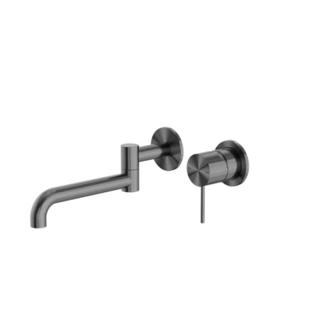 Nero Mecca Wall Basin/Bath Mixer Swivel Spout 225mm - Gun Metal