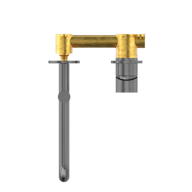 Nero Mecca Wall Basin/Bath Mixer Swivel Spout 225mm - Gun Metal