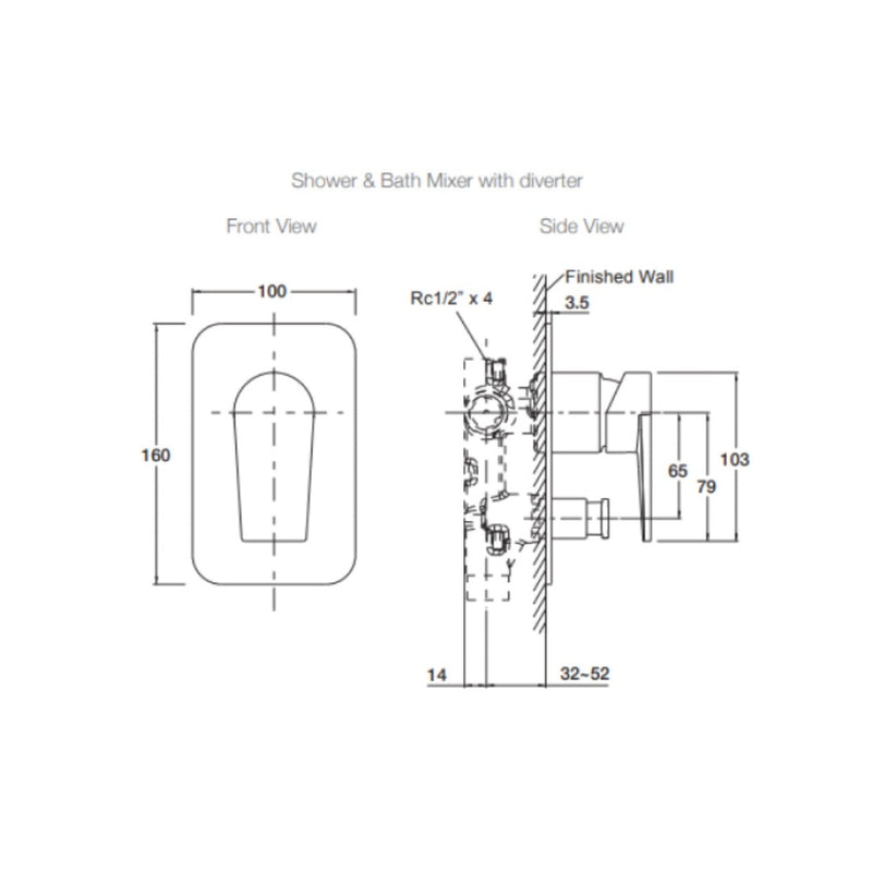 Kohler Taut Shower/Bath Mixer with Diverter - Chrome 27915A-CP