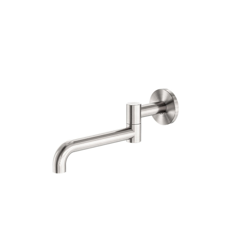 Nero Mecca Wall Mounted Swivel Basin/Bath Spout Only 225mm - Brushed Nickel