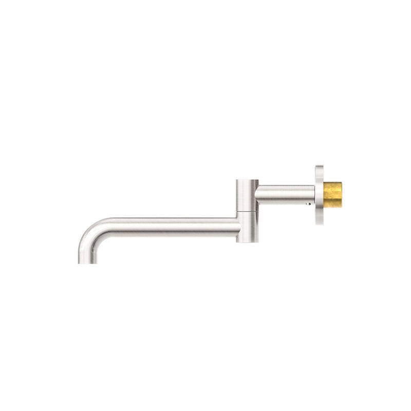 Nero Mecca Wall Mounted Swivel Basin/Bath Spout Only 225mm - Brushed Nickel