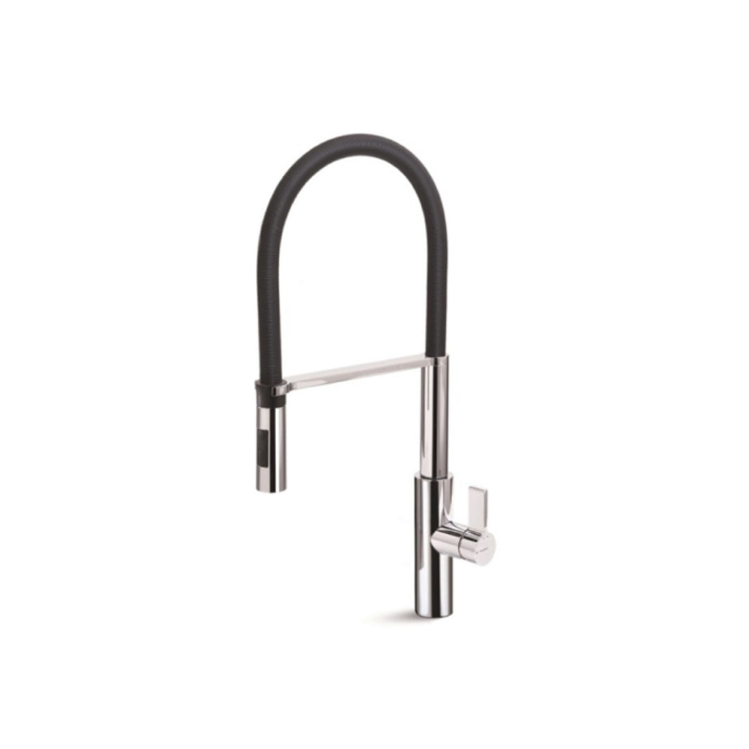 Parisi Newform Libera Kitchen Mixer with Black Spring Spray - Chrome/Black - 63930Q.05.007