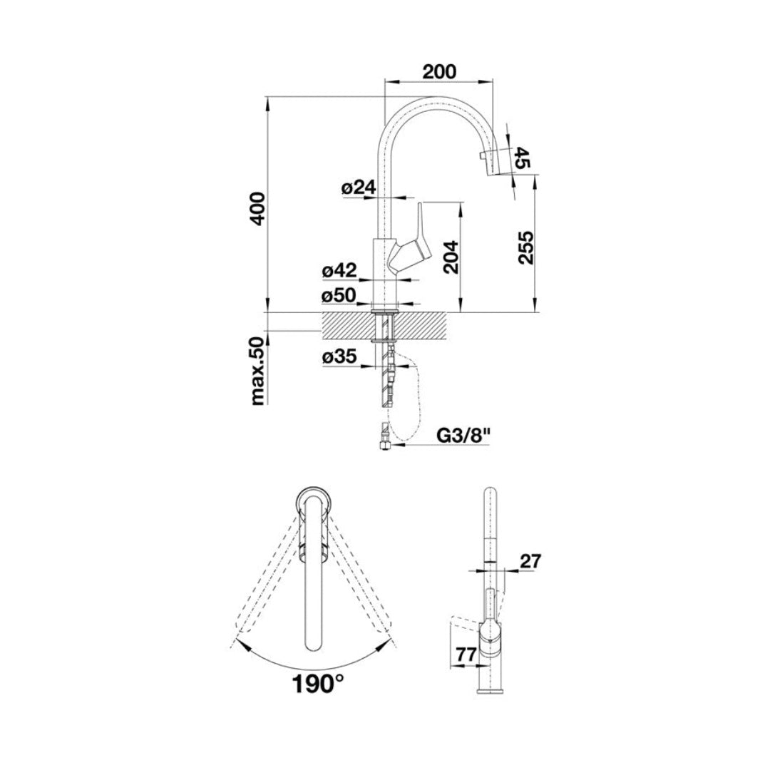 Blanco Carena Gooseneck Pull out Mixer CARENAS - Chrome - 525089