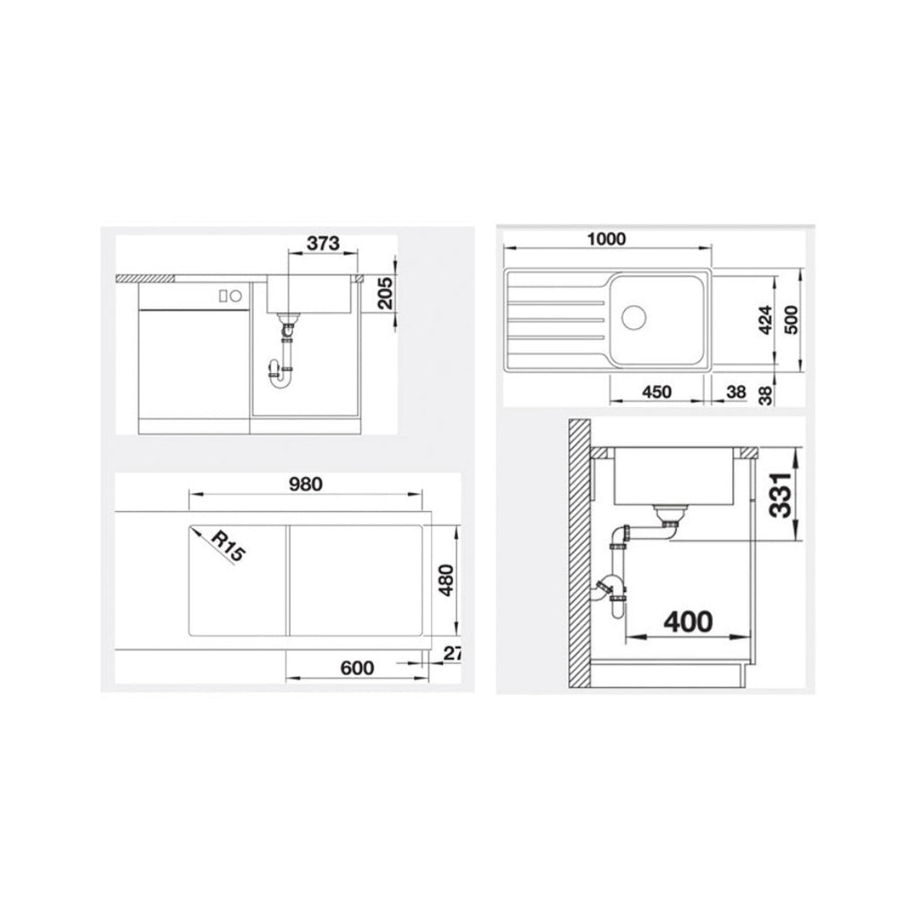 Blanco Lemis Single Bowl with Drainer 1 Tap Hole - Left LEMISXL6SLIFK5 - 526995