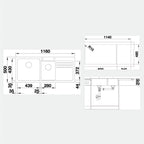 Blanco Naya 8S Left Hand Inset Sink & Drainer - Black NAYA8SBK5 - 526830